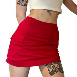 red mini cargo skirt ♡